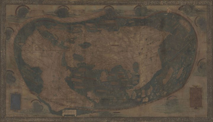 Карта мира Хенрикуса Мартеллуса до реставрации.