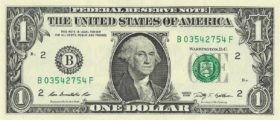 Портрет Джорджа Вашингтона на купюре 1 (один) доллар США.